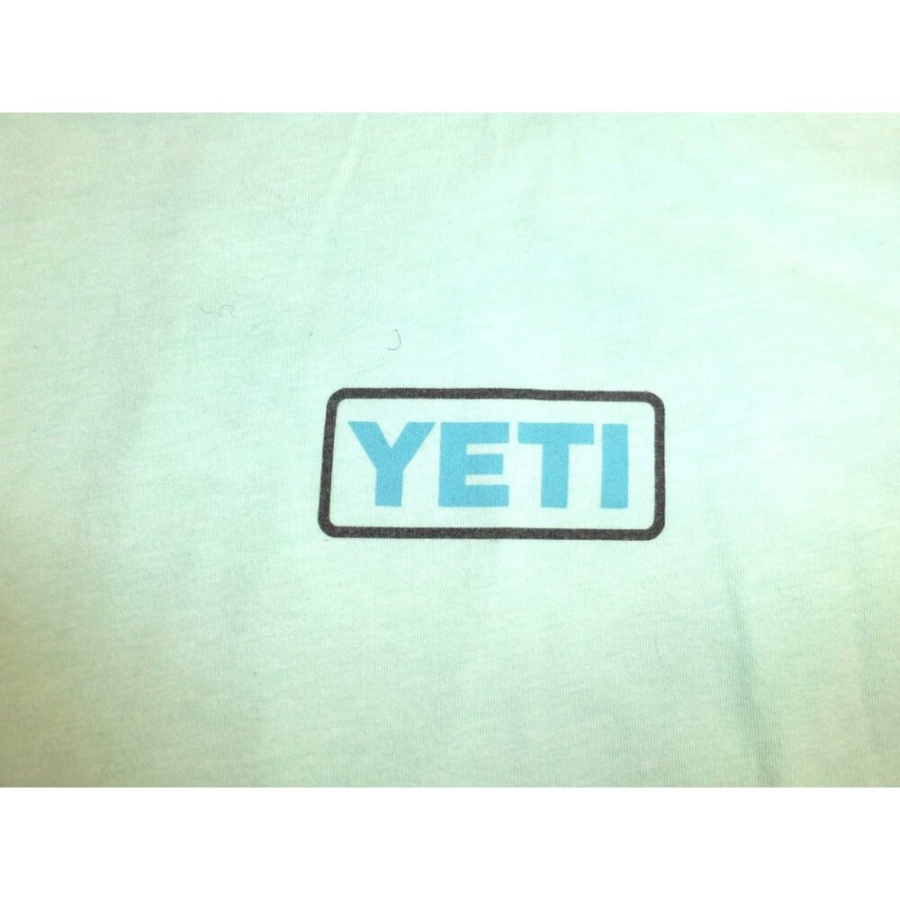 Yeti Mens Fishing Graphic T-Shirt Light Green Large Cotton/Polyester Blend - Picture 7 of 7